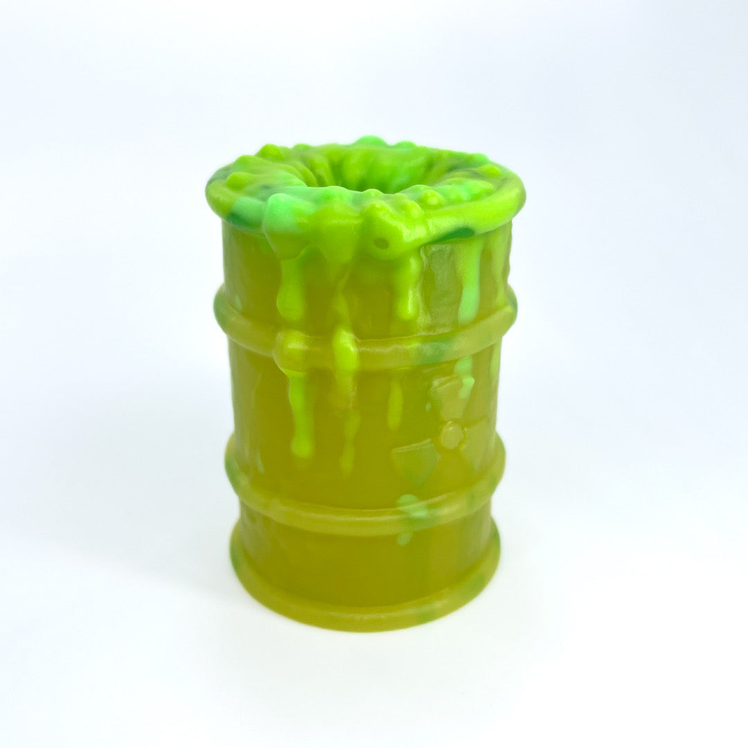 Toxxxik ‘Roll For Acid Damage!' #1 super soft (OO20) GITD mini closed-end pen/stroker (trans/ftm)