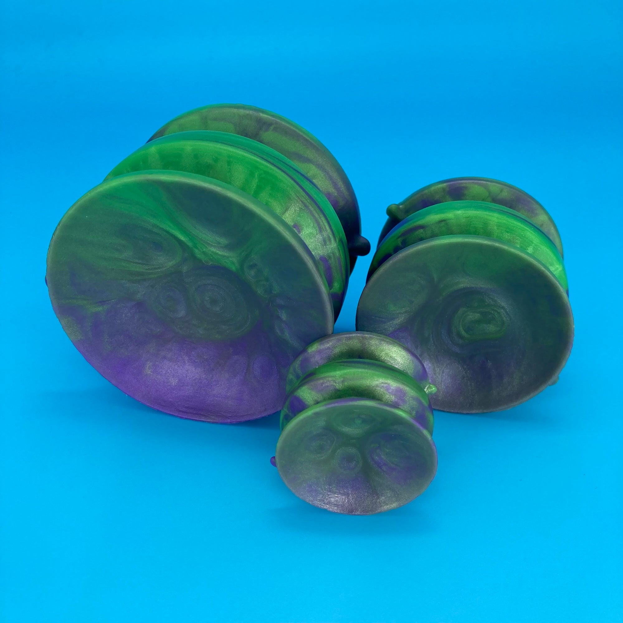 Halloween green/purple ribbons double-sided suction cup set mini/small/medium